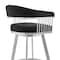 Armen Living Chelsea 25" Swivel Counter Stool with Brushed Stainless Steel and Black Faux Leather LCCSBABSBL26 - alternate 4
